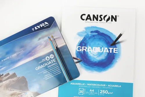 Miniatura 3 de CANSON Acuarela Graduate A5 Papel A5 de 8.82 oz/m², prensado en frío, lado corto pegado, 20 hojas blancas naturales, ideal para estudiantes artistas