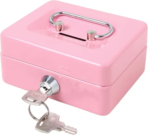 Miniatura 15 de Jssmst SMCB003 - Caja fuerte con cerradura, regalos de cumpleaños 2017, caja metálica para niños, adultos, resistente, 100% segura , Negro