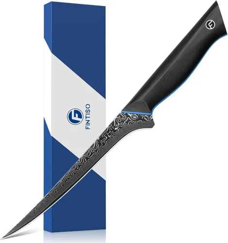 Cuchillo de filete de 7 pulgadas, cuchillo para deshuesar carne ultra afilado en acero japonés de Damasco de 67 capas, cuchillos de pescado Cuchillo