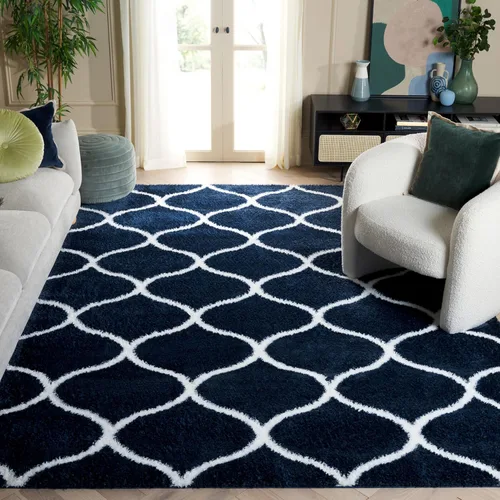 Miniatura 35 de SAFAVIEH Tahoe Shag Collection - Alfombra para pasillo, 2 x 9 pies, color beige y blanco, diseño de enrejado, no desprende pelusa y de fácil