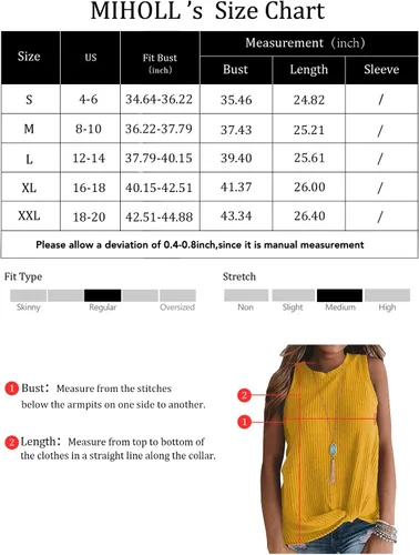 Miniatura 3 de MIHOLL Camisetas casuales para mujer, sin mangas, lindas camisas de punto gofre con nudo torcido
