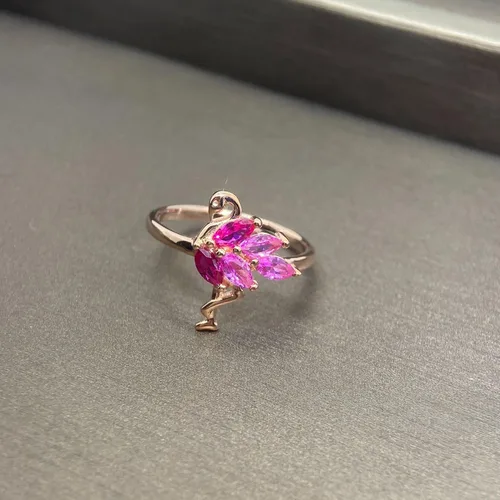 Miniatura 4 de Anillo de flamenco para mujeres, adolescentes y niñas, plata de ley 925, lindo animal, oro rosa, circonita cúbica, pájaro, flamencos, boda