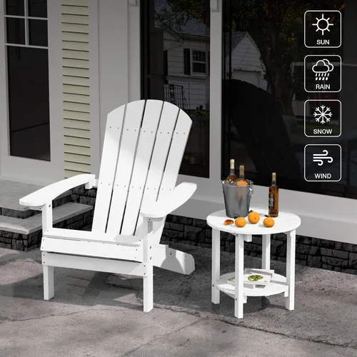 Miniatura 2 de YEFU Adirondack - Mesa auxiliar doble para exteriores, de 18 pulgadas, mesa auxiliar de madera de polietileno, resistente a la intemperie para Negro