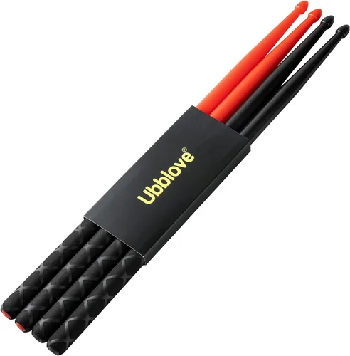 Miniatura 10 de Ubblove - Baquetas de nylon 5A, 2 pares con mangos antideslizantes para tambor, ligeras y duraderas, de plástico para ejercicios, 2 pares de Azul