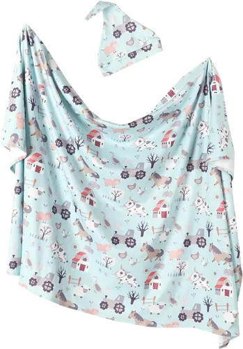 Manta de recepción para recién nacido, manta para bebé, tamaño grande, suave, para bebés, niñas y niños, 43 x 53 pulgadas, Azul, 0 a 6 meses