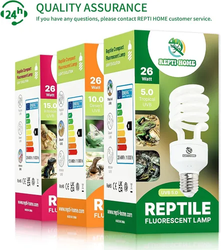 Miniatura 7 de Luz UVB para reptiles 5.0, 26 W Tropical y Subtropical UVA UVB Bombilla para reptiles, Terrario Tropical Compacto Fluorescente Bombilla UVB