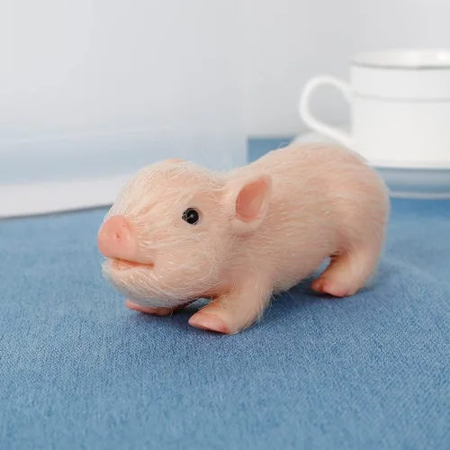 Miniatura 4 de Eummy Juguetes de cerdo para niñas y niños de 5 pulgadas, mini cerdo de silicona realista, cuerpo de animales falsos elásticos, mini muñecas de bebé