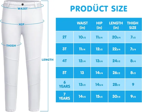 Miniatura 6 de Mivei Pantalones de béisbol para niños de 2 a 7 años, pantalones de béisbol para niños pequeños, pantalones de sóftbol con bolsillos UPF50+