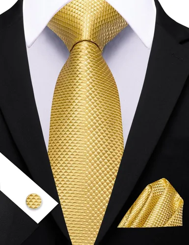 Miniatura 224 de Barry.Wang Juego de corbatas para hombre, corbata de seda a rayas, tejido a cuadros, gemelos formales, negocios, boda