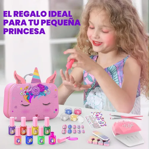 Miniatura 7 de Juego de esmaltes de uñas para niñas, no tóxico, de secado rápido, con secador de uñas y esmalte de uñas despegable, juguetes de regalo ideal