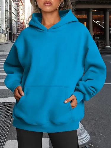 Miniatura 226 de Trendy Queen - Sudaderas extragrandes con capucha para mujer, suéteres de manga larga, sin botones, de vellón, de otoño, ropa de invierno