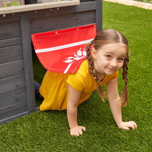 Miniatura 2 de KidKraft Riverscape - Casa de juegos de madera con timbre de trabajo, valla, cocina, puerta de mascotas, pizarras y jardineras