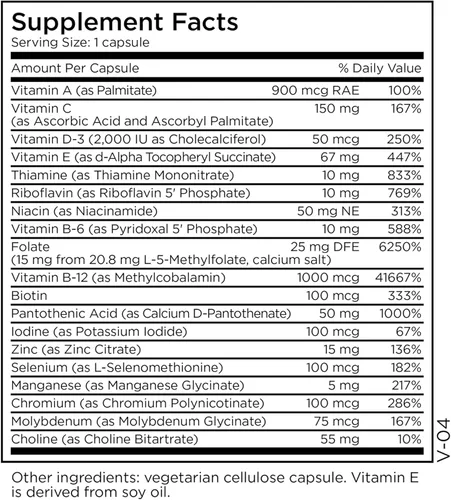 Miniatura 2 de MethylPro Multivitamínico + L-metilfolato de 15 mg – Apoya una mentalidad saludable – Vitaminas A, C, D3, E y más – Folato activo para apoyo a