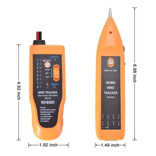 Miniatura 4 de iMBAPrice WH806R Probador de cables de red y rastreador de cables RJ45 RJ11 Tone Generator, Cable Tracer with Probe & Earphone, Line Finder, Cat5
