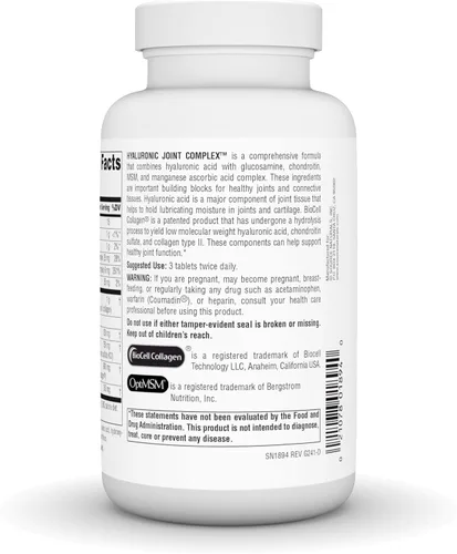 Miniatura 3 de Source Naturals Complejo articular hialurónico con glucosamina, condroitina y MSM Extra Strength - 120 Tabletas
