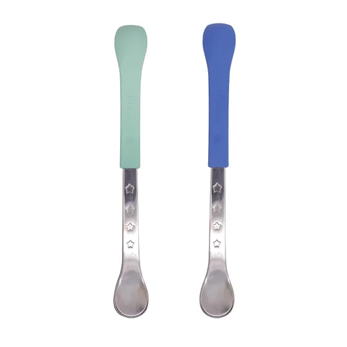 Miniatura 6 de Nuby Cucharas de alimentación seguras y calientes 2 en 1 (paquete de 8) cucharas para bebés de 6 meses en adelante, color azul y aguamarina