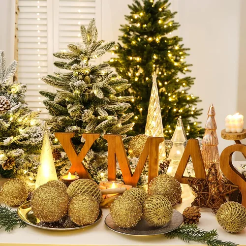 Miniatura 5 de Adornos de bola de Navidad de 3.15 pulgadas, con purpurina inastillable, adornos para árbol de Navidad, bolas colgantes de Navidad, decoraciones