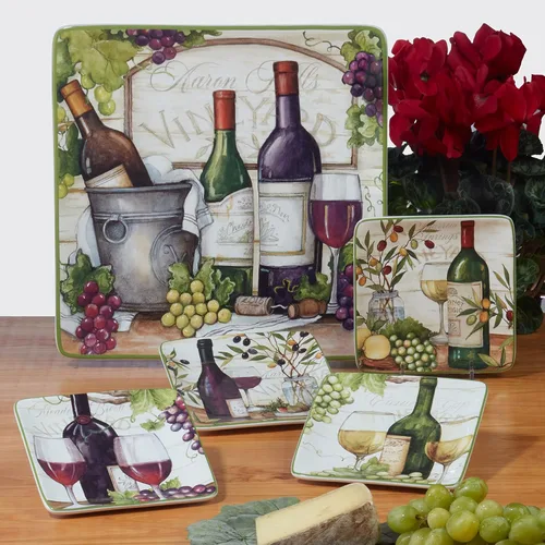 Miniatura 6 de Certified International Meadow Brook - Platos para canapé/almuerzo/aperitivo de 6 pulgadas, diseños surtidos, multicolor, grande, juego de 4