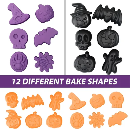 Miniatura 5 de Webake Molde para pastel de Halloween, moldes de silicona con forma de calabaza, calavera, fantasma, murciélago para pasteles, gelatina, jabón, 2