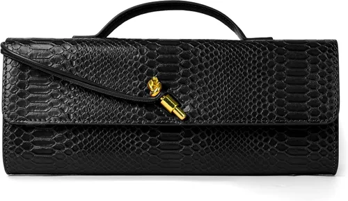 Miniatura 22 de Joryin Bolso tejido para mujer, bolso de mano de noche tejido de cuero y gamuza, bolso cruzado de gamuza, bolso formal de noche
