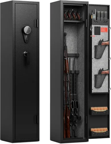 Karini 5 cajas fuertes para rifles Caja fuerte para rifles y pistolas Caja fuerte para rifles de acceso rápido para el hogar Gabinetes de armas