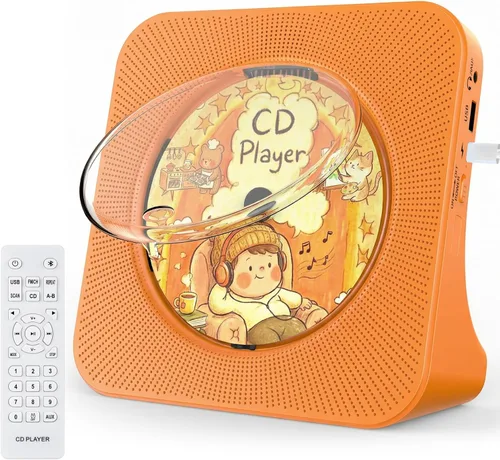 Miniatura 7 de Gueray Reproductor de CD portátil, reproductor de CD Kpop Bluetooth para escritorio con altavoz de sonido de alta fidelidad, radio FM, reproductor