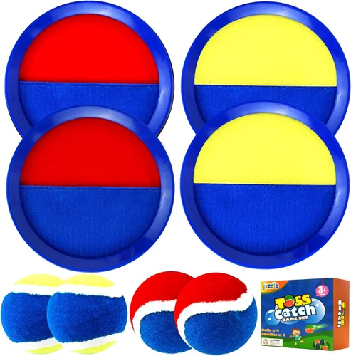 Juego de lanzar y atrapar, juegos al aire libre con 4 paletas, 4 bolas y 1 bolsa de almacenamiento, grandes juguetes al aire libre/regalos para
