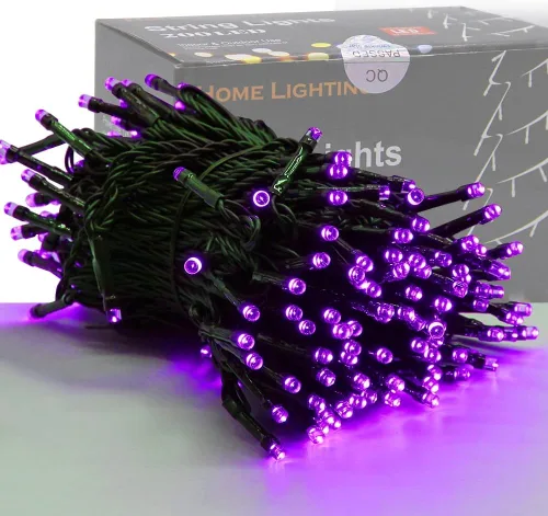 Miniatura 18 de Iluminación del hogar de 66 pies. Mini luces decorativas de Navidad de 200 luces LED de alambre verde, luces de hada estrellada enchufables, 8 modos