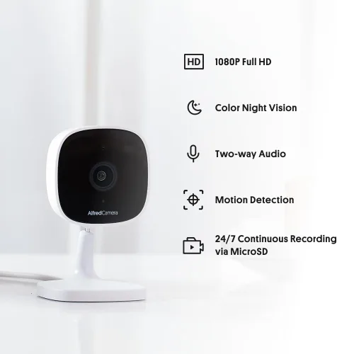 Miniatura 2 de Cámara de seguridad WiFi interior AlfredCam, FullHD 1080P, 2.4G/WiFi, grabación continua, detección de movimiento, visión nocturna, monitor