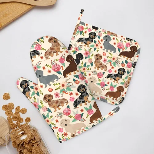 Miniatura 22 de Ohio State - Juego de manoplas de horno y soportes para ollas, resistentes al calor, antideslizantes, de silicona, con guantes de horno y Gris