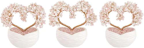 Miniatura 4 de Jovivi - Árbol de dinero de cristal de cuarzo rosa en forma de corazón, bonsái curativo con gemas para ceremonia de boda, reiki, equilibrio