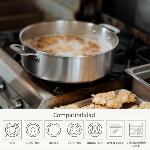 Miniatura 4 de Made In Utensilios de Cocina - Olla Rondeau de Acero Inoxidable de 10 Quarts con Tapa - Acero Inoxidable de 5 Capas - Utensilios de Cocina