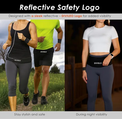 Miniatura 3 de Juego de cinturón reflectante para correr, riñonera resistente al sudor para mujeres y hombres con banda para el sudor y pulsera, bolsa de cintura