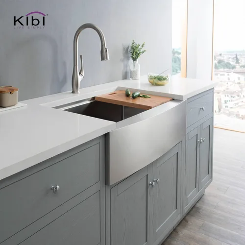 Miniatura 2 de KIBI Fregadero de cocina de 30 ″ de acero inoxidable, fregadero de estación de trabajo frontal con cuenco profundo de 10 pulgadas rejilla