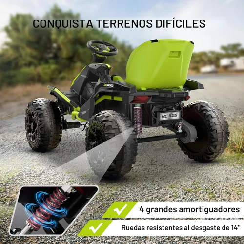 Miniatura 4 de ANPABO Juguetes de Montar 24V 4x4 para Niños Grandes de 3-12 Años Verde - Motores 4x200W, 5MPH, Asiento Ancho Ajustable, Control Remoto Parental