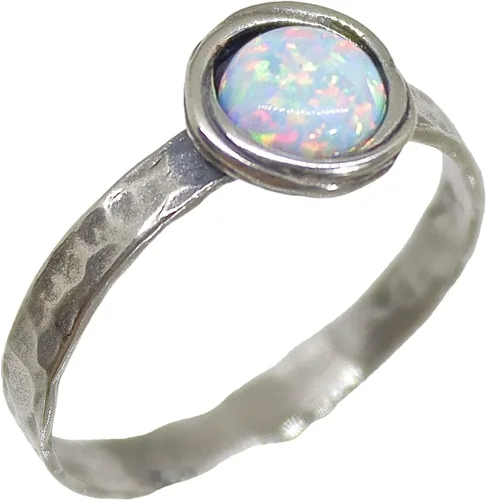 Miniatura 55 de Anillo de plata de ley con piedras preciosas para mujer, anillo apilable de piedra martillada, anillo de piedra natal