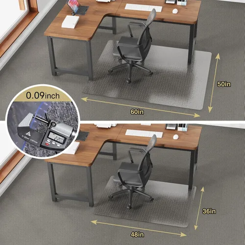 Miniatura 6 de Tapete de piso de alfombra de 36" x 48" para silla de oficina, tapete transparente para piso de silla de escritorio para alfombra de pelo