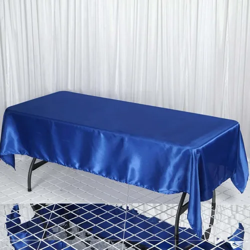 Miniatura 70 de Efavormart - Mantel rectangular de satén, 90 x 132 pulgadas, suave, oblongo, lavable, mantel decorativo de tela sedosa para bodas, fiestas, Plata