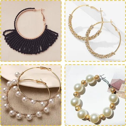 Miniatura 7 de 60 aretes de aro de acero inoxidable con cuentas redondas, aretes abiertos para hacer joyas, manualidades, creación de arte