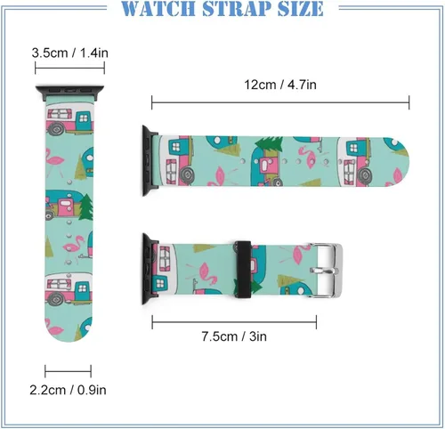 Miniatura 2 de Correa de reloj de silicona suave compatible con Apple Watch para hombres/unisex/jóvenes compatible con Iwatch Series 5/4/3/2/1, Happy Camper