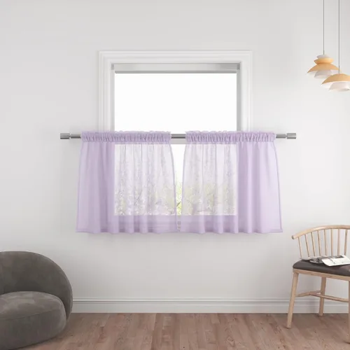 Miniatura 22 de UPOPO Paneles de Cortina Beige Pequeños Cortinas Transparentes de Gasa de 16 Pulgadas de Largo Cortinas de Cocina de Voile con Textura de Lino