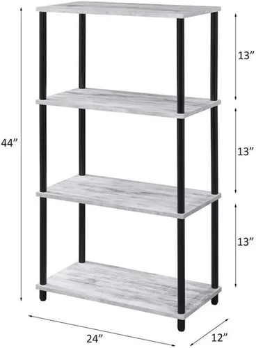 Miniatura 3 de Acme Nypho - Estantería rectangular con 4 estantes de madera, color blanco antiguo y negro