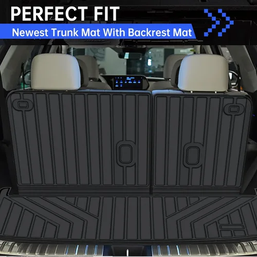 Miniatura 4 de Alfombrillas de suelo y maletero SHINJEW compatibles con Nissan Pathfinder 2022-2024 2025 (modelos de 7 pasajeros), revestimientos de piso de TPE