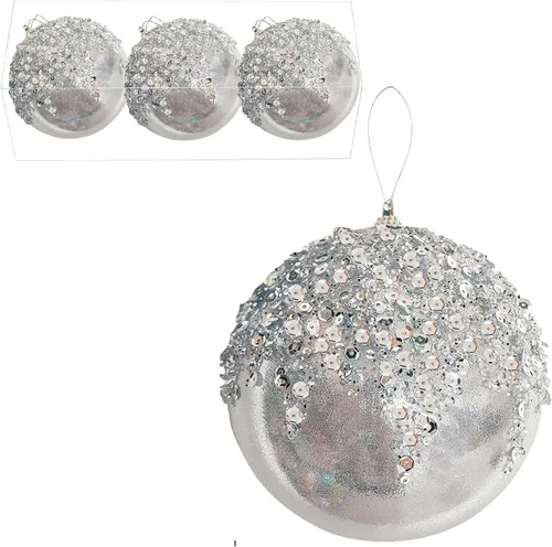 Miniatura 16 de Adornos de bola de Navidad colgantes de 4 piezas en plata, decoraciones de bolas de Navidad irrompibles para árboles, decoraciones para bodas