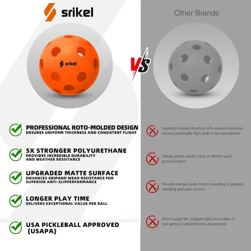 Miniatura 6 de Bolas de Pickleball Srikel para Exteriores - Bolas de Pickleball Aprobadas por USAPA, Diseño Roto-Moldeado Sin Costuras para Durabilidad, 4 Paquetes