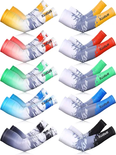 10 pares de mangas de protección solar UV brazo mangas de enfriamiento antideslizante compresión deportes poliéster Ciclismo cubiertas