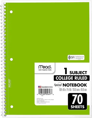 Miniatura 2 de Mead Cuaderno de espiral, paquete de 12 cuadernos con espiral de 1 materia, cuadernos escolares de color pastel, 70 páginas