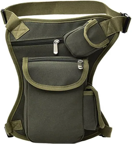 Pequeña bolsa multiusos para pierna de cintura caída, bolsa de lona táctica para la cadera, paquete Molle para deporte, camping, senderismo, Verde