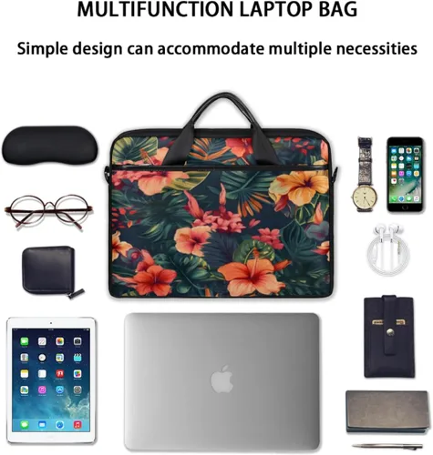 Miniatura 3 de Bolsa de hombro impermeable para laptop de 14 a 15.6 pulgadas, bolsa de mensajero para computadora portátil, Diseño de flores tropicales