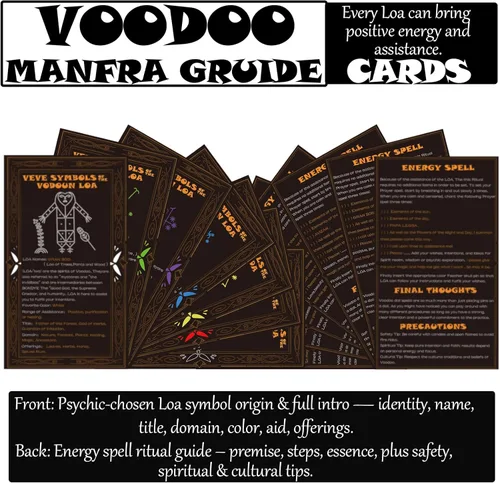Miniatura 3 de PapaLegba Juego de arte de muñeca vudú de 8 pulgadas con 7 pines de calavera emplumados de colores y tarjetas de hechizos de energía positiva